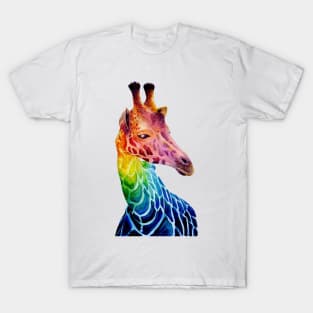 Colorful giraffe watercolor without background T-Shirt